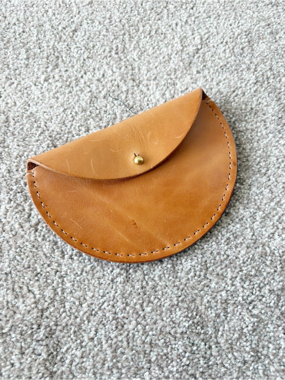 Tree Fairfax Mini Moon Leather Wallet Cognac Tan Half Circle Stud Card Pouch